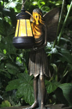 Load image into Gallery viewer, Solar Light Fairy Angel Resin Bronze Figurine Angel with Lantern