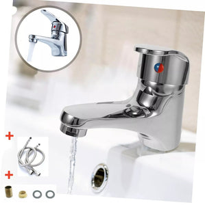 Bathroom Tap Single Basin Sink Mono Mixer with 2 Hoses