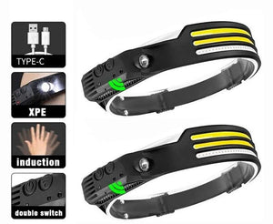 2 Pack LED Head Torch Rechargeable Waterproof Headlamps