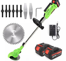 Load image into Gallery viewer, 21v Cordless Strimmer Grass Trimmer Weed Cutter, Edger &amp; 2 Batteries