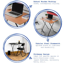 Load image into Gallery viewer, Folding Wooden Desk &amp; Chair Set • Home Study Laptop Computer Table