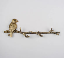 Load image into Gallery viewer, Gold Metal Bird on Branch 6 Hooks Coat Key Hanger