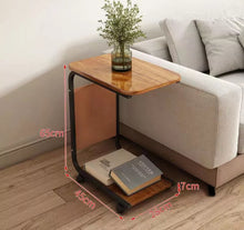 Load image into Gallery viewer, C Shaped Side End Coffee Table with Wheels