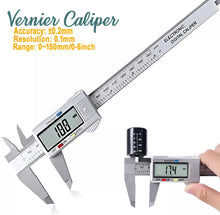 Load image into Gallery viewer, 6&#39;&#39; LCD Digital Vernier Caliper Micrometer Measure Tool Gauge Ruler 150mm