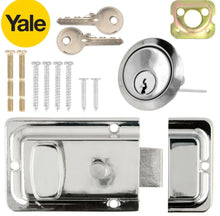 Load image into Gallery viewer, YALE Chrome Deadlock Night Latch Door Lock Catch Cylinder Key Rim 60mm