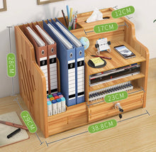 Load image into Gallery viewer, Wooden Office Desk File Cabinet Pen Pencil Storage Holder Organiser w/ Drawer