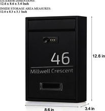 Load image into Gallery viewer, Personalised Letter Box Post Mail Box Wall Mounted with Combination Lock