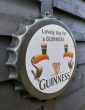 Load image into Gallery viewer, Home Bar Sign Guiness 30cm Retro/Vintage Tin Metal Bottle Top