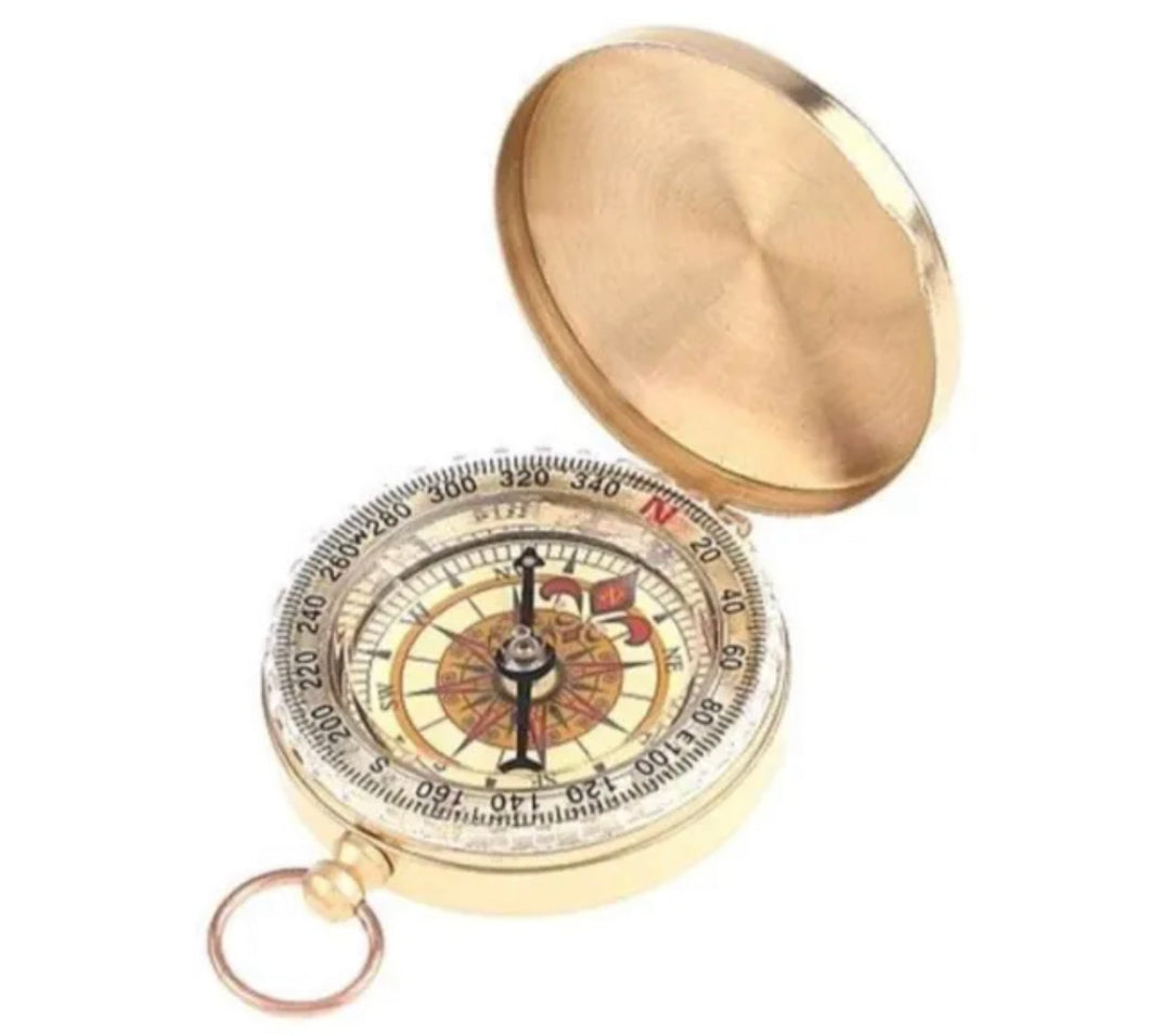 Vintage Brass Noctilucent Pocket Compass Retro Style