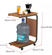Load image into Gallery viewer, C Shaped Side End Coffee Table with Wheels
