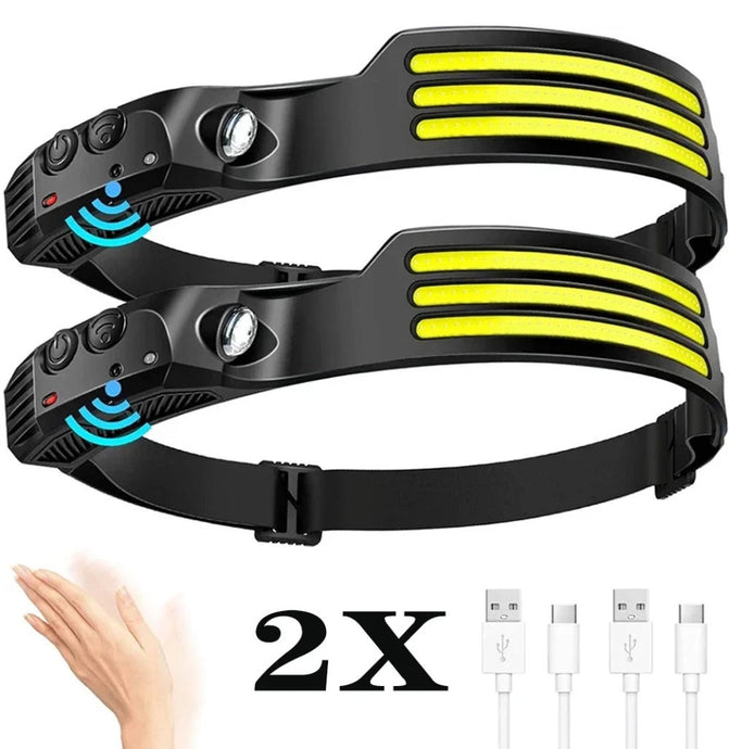 2 Pack LED Head Torch Rechargeable Waterproof Headlamps