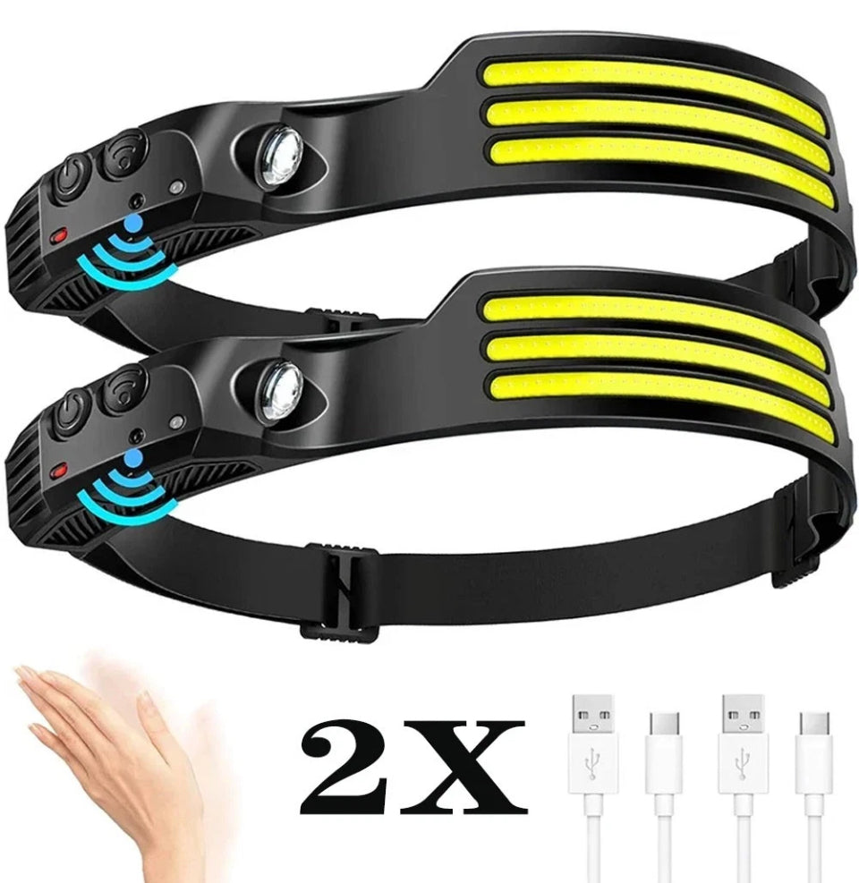 2 Pack LED Head Torch Rechargeable Waterproof Headlamps