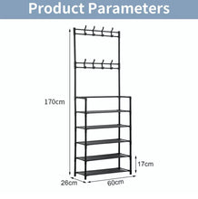 Load image into Gallery viewer, Hat &amp; Coat Rail Stand Compact Floor Stand Hanger 5 Tier Shoe Rack