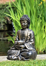 Load image into Gallery viewer, Garden Ornament Solar Buddha Brass Effect Outdoor or Indoor Statue