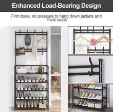 Load image into Gallery viewer, Hat &amp; Coat Rail Stand Compact Floor Stand Hanger 5 Tier Shoe Rack