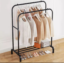 Load image into Gallery viewer, Metal Double Clothes Rail with Shelf