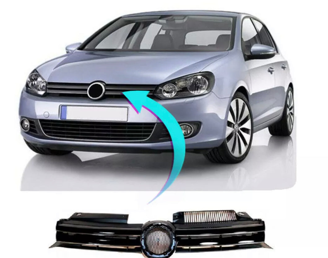 VW Golf Mk6 2009-2013 Front Upper Grille Grill Main Standard Models Black Chrome New