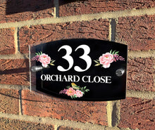 Load image into Gallery viewer, Personalised Floral Anthracite House Sign Plaque