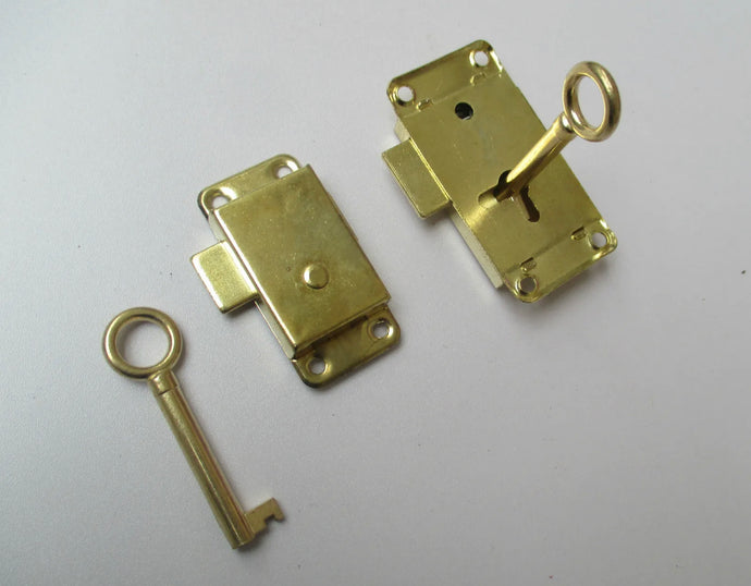 Vintage Retro Old Style Brass Wardrobe Lock -Cupboard Drawer Cabinet Door Catch