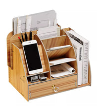 Load image into Gallery viewer, Wooden Desktop Organiser Desk Tidy