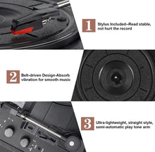 Load image into Gallery viewer, Vinyl Record Player Retro Style Turntable with Built-in Speakers Bluetooth Aux