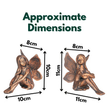 Load image into Gallery viewer, 2 Fairy Resin Fairies Bronze Effect Garden Figurines