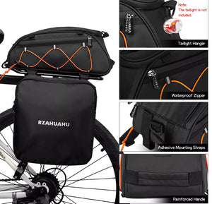 3 In 1 Bike Pannier Bag Bicycle Rear Rack Bag Seat Carrier Set Waterproof