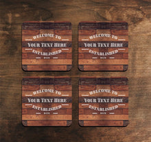 Load image into Gallery viewer, Personalised Home Bar Kit • Runner, Metal Sign, 4 Drinks Coasters Set