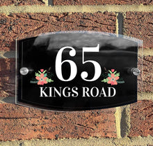 Load image into Gallery viewer, Personalised Floral Anthracite House Sign Plaque