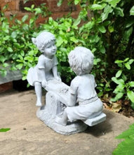 Load image into Gallery viewer, Garden Ornament Boy and Girl Seesaw Stone Effect