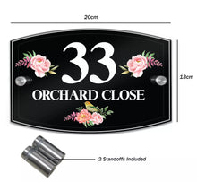 Load image into Gallery viewer, Personalised Floral Anthracite House Sign Plaque