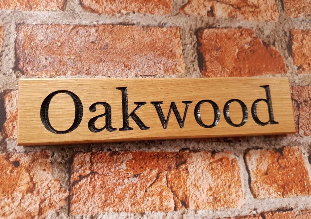 Personalised Oak House Sign, Carved, Custom Engraved Outdoor Wooden Name Plaque