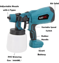 Load image into Gallery viewer, Cordless Paint Sprayer Fence Wall HVLP 21V 1litre 2 Batteries