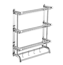 Load image into Gallery viewer, 3 Tier Stainless Steel Bathroom Towel Rail Rack Wall Mount Shelf