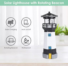 Load image into Gallery viewer, Solar Powered Lighthouse Rotating LED Garden Ornament