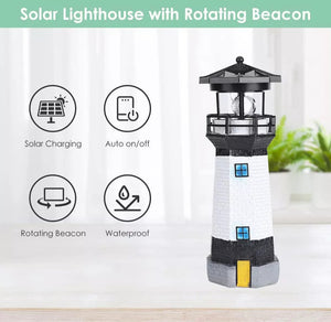 Solar Powered Lighthouse Rotating LED Garden Ornament