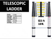 Load image into Gallery viewer, 3.8 Metre Telescopic Ladder 12.5ft Aluminium Extension Ladders