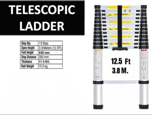 3.8 Metre Telescopic Ladder 12.5ft Aluminium Extension Ladders