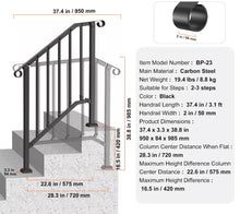 Load image into Gallery viewer, 2-3 Step Handrails for Outdoor Black Stainless Steel
