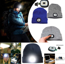 Load image into Gallery viewer, Beanie Hat with Rechargeable LED Light