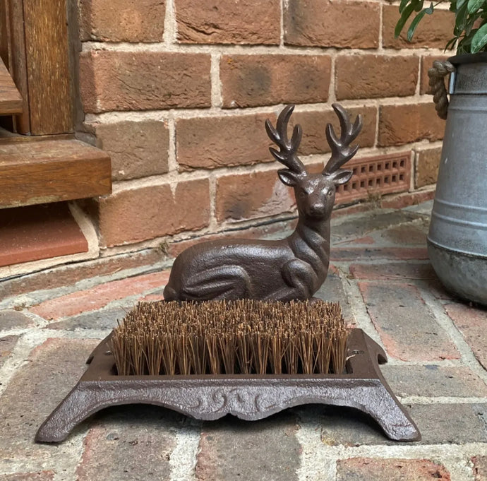 Rustic Vintage Style Cast Iron Stag Boot Scraper Brush Shoe Cleaner