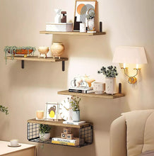 Load image into Gallery viewer, 4+1 Tier Wooden Floating Shelves