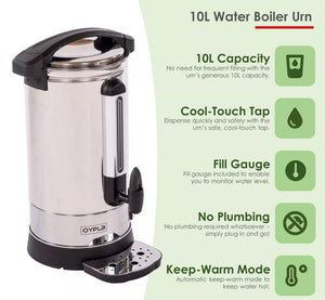 10 Litre Electric Hot Water Boiler Catering Tea Coffee Urn