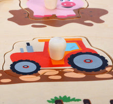 Load image into Gallery viewer, Wooden Farm Animals Peg Puzzles Board Jigsaw Educational Toy