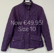 Load image into Gallery viewer, Barbour Flyweight Cavalry Purple Quilted Jacket Womens Ladies Size 10