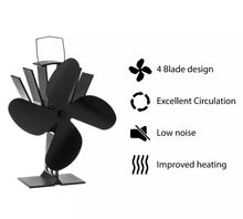Load image into Gallery viewer, 4 Blade Stove Top Fan for Log Burner with Temperature Gauge