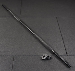 Black 6ft Spinlock Weight Bar with Collars for Standard 1" Plates Gym Barbell