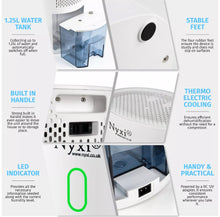 Load image into Gallery viewer, 1.25L Dehumidifier for Home Condensation Moisture with Timer Silent
