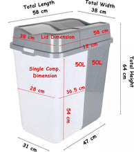 Load image into Gallery viewer, 100L Large Double Dual  Bin. Waste Separation Recycling Bin 2 x 50 L).