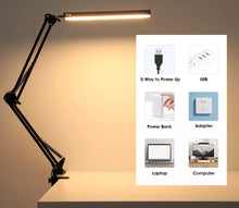 Load image into Gallery viewer, LED Desk Lamp Eye-Caring Adjustable Swing Arm Light with Clamp